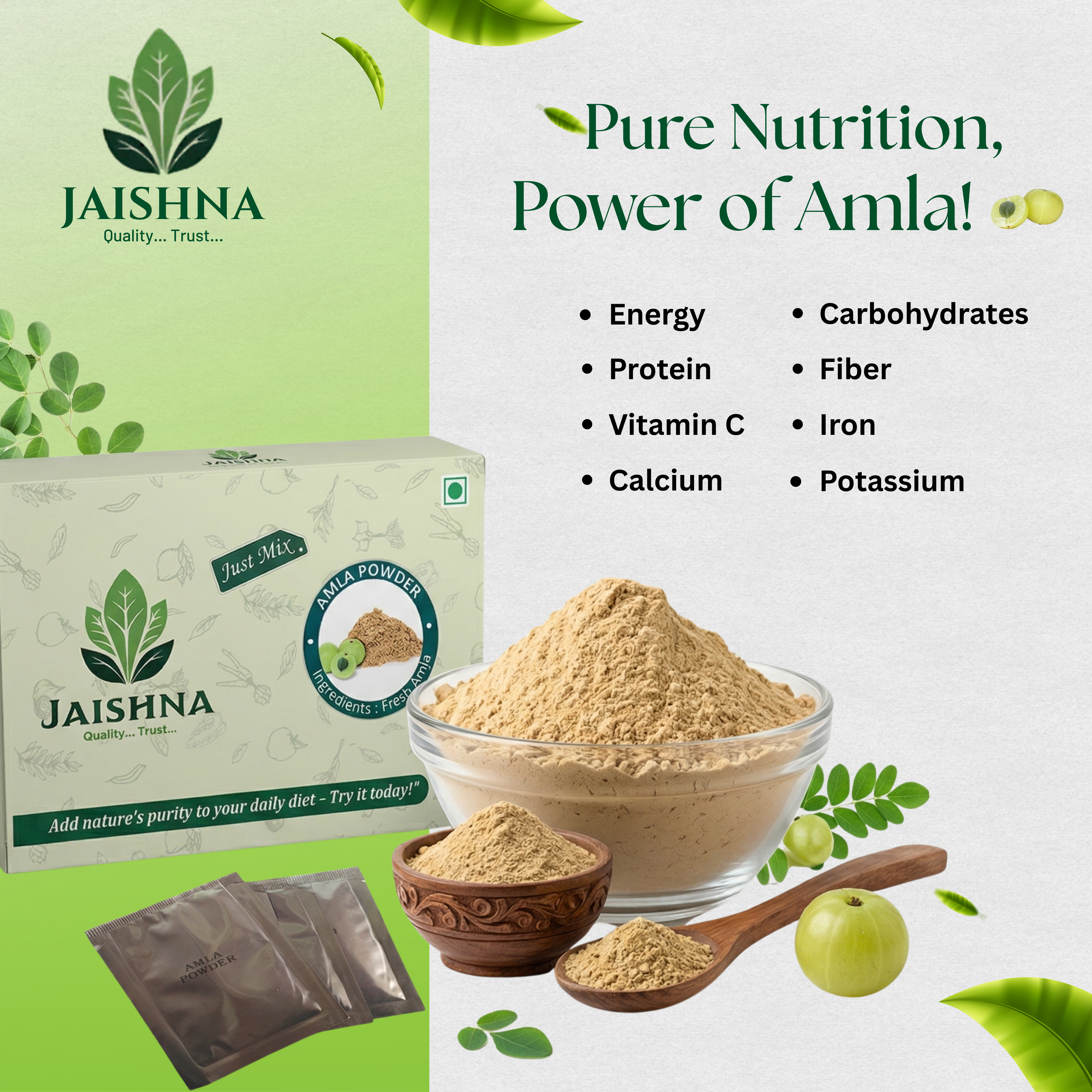Just Mix Amla (Indian Gooseberry) Powder — 100% Natural Dehydrated Superfood | Vitamin C Rich
